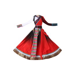 Design costumes for Tibetan dance performances, custom-made women's ethnic minority costumes, adult Dolma big swing skirts, Chinese style costumes SKDO011 Design costumes for Tibetan dance performances, custom-made women's ethnic minority costumes, adult Dolma big swing skirts, Chinese style costumes SKDO011